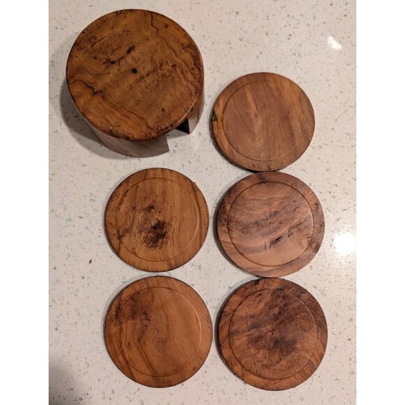 Handcrafted Wood Coaster Set with Holder - Picture 8 of 15